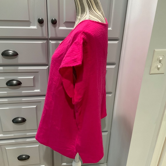 Three Dots Double Gauze Top, Pink, Various Sizes, NWT - Picture 2 of 4